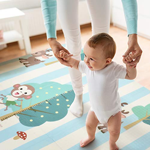 Baby Reversible Play Mat 78.7inchx 59inchx0.4inch Double-Sided Crawling Mat Foldable Waterproof Non-Toxic Portable BPA Free Floor Mat for Toddlers, Infants, Kids (Road of City)