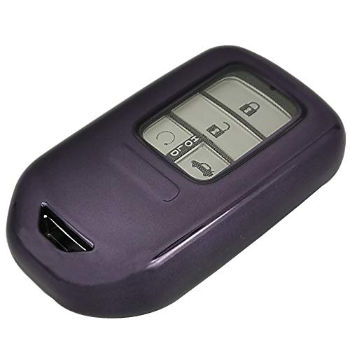 Purple-Black Soft TPU Key Fob Cover Case Remote Holder Skin Glove for Honda Accord Civic Fit Pilot Odyssey CRV Clarity CRZ HRV Ridgeline EX EXL Smart Key