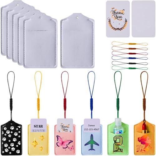 iFForce Sublimation Blank Luggage Tag Double-Sided | 12 Sets Ideal Sublimatable Suitcase Labels with Colorful Strings & Thank You Cards | Customized Lightweight Neoprene Badge Gift to Men Women Teens