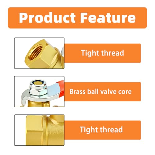 Image of GASHER 3PCS 1 /8 Inch Brass Mini Ball Valve, Shut Off Valve, 1 /8 Inch FNPT Thread Pipe Fitting