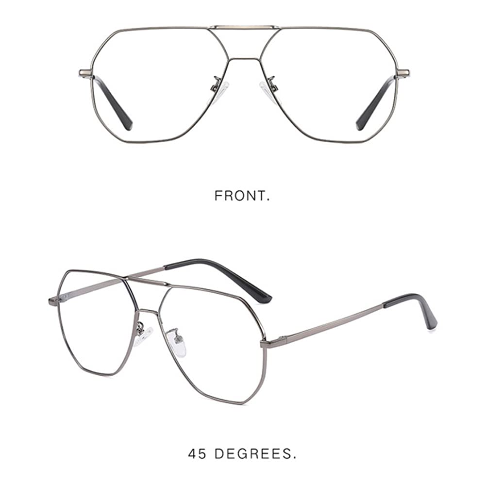 Męskie Progresywne Okulary Do Czytania Z Wieloma Ogniskami, Okulary Do Czytania Pilot Blokujące Niebieskie Światło, Okulary Do Czytania Z Metalową Ramką, 1,0-3,5/Grey/1.5 *