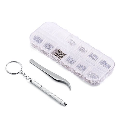 F&Y Kit de reparación de anteojos, Gafas de Sol y Relojes con Tornillos, Tuercas, Pinzas y Destornillador de Acero Inoxidable