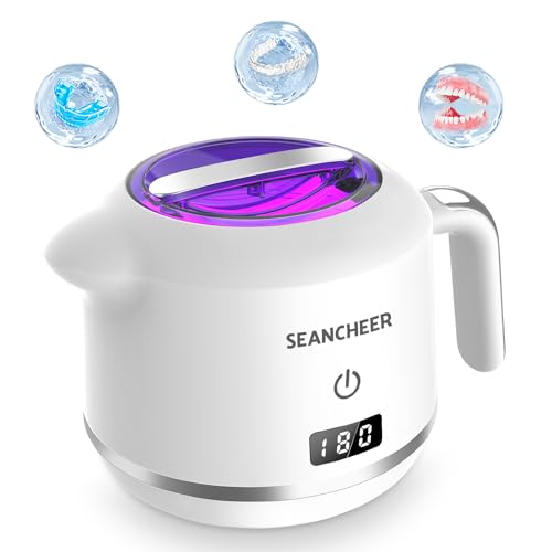 SEANCHEER Limpador ultrassônico | 48 kHz | 24 W | 180 ml | Máquina de limpeza de retentor ultrassôni