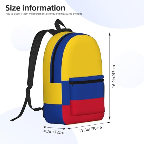 Sac à dos d'école léger EdWal noir avec motif drapeau Colombie - 4