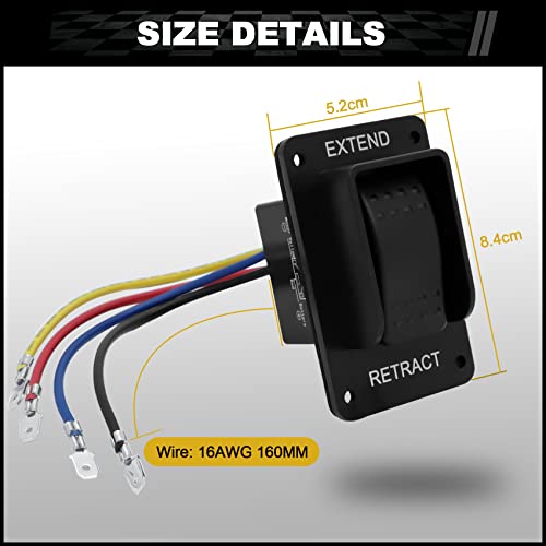 387874 Rv Electric Stabilizer Jack Switch Compatible With Lippert High Speed Stabilizer Jacks, Power Stabilizer Jack Extend Retract Switch With Harness & Extra Terminals | Ip66-Rated Waterproof, Black #TOP5