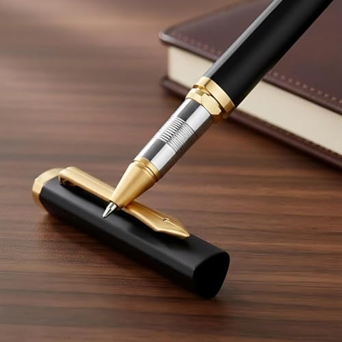 Image of Roshfort Luxury Pen - Customized Personalized Pens with Company Name Logo - Elegant Writing Instrument for Corporate Gifts. WhatsApp +91 9631056748 (Classic Gold Black)