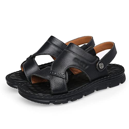 Leather Sandals Men's Soft Sole Slippers Purpose Sandals Men's Thick Sole Sandals(39)2