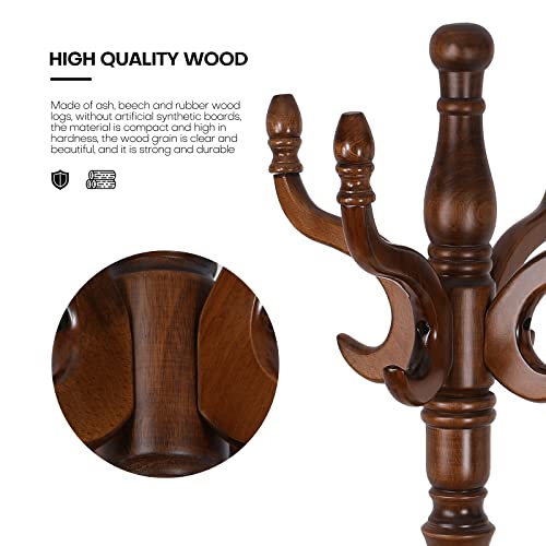 Coat-Rack-Freestanding-Coat-Tree-Stand-with-8-Hooks-79-Heavy-Duty-Premium-Ash-Wood-Coat-Hanger-Stand-Floor-Standing-Clothes-Coat-Rack-Stand-for-Entryway-Corner-HallwayBedroom-Load-160lbs Coat Rack Freestanding Coat Tree Stand with 8 Hooks 79 Heavy Duty Premium Ash Wood Coat Hanger Stand Floor Standing Clothes Coat Rack Stand for Entryway Corner HallwayBedroom Load 160lbs
