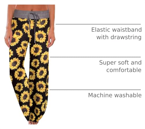 Image of NEWCOSPLAY Women's Comfy Pajama Pants Casual Drawstring Palazzo Lounge Wide Leg Pants