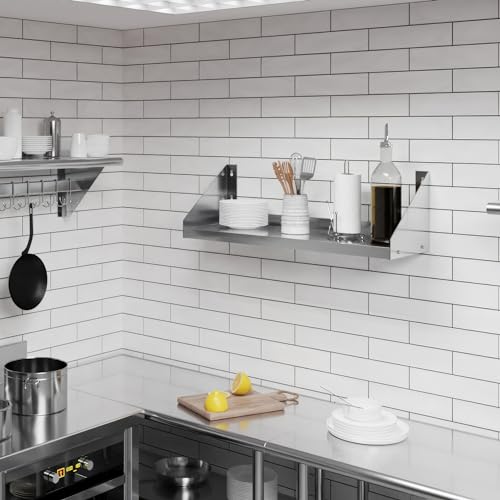 Image of AmGood Stainless Steel Wall Shelf with Side Guards (36 inch Long x 12 inch Deep)