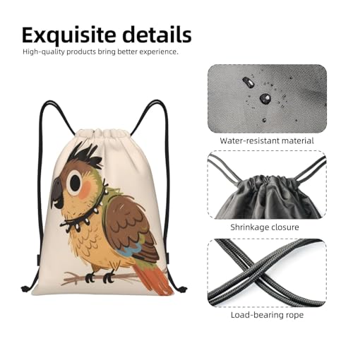 Punk Style Bird Drawstring Bag String Bag For Sport Swim Yoga4