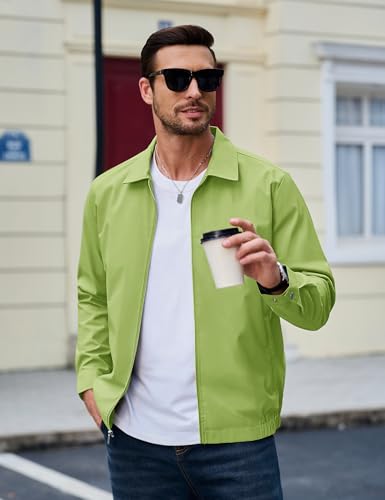 Image of MAGCOMSEN Men's Lightweight Jackets Full Zip Up Light Coat Laydown Collar Jacket Casual Windbreaker Jacket with Zip Pockets
