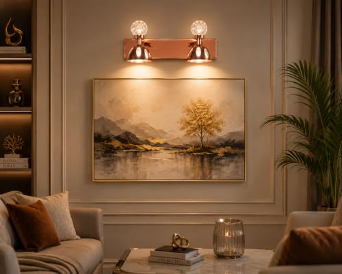 Image of FILLISKA 3 in 1 Double Wall spot /Picture /Display /Mirror Light with Adjustable Head and Colour Changing Function (RoseGold-6578)