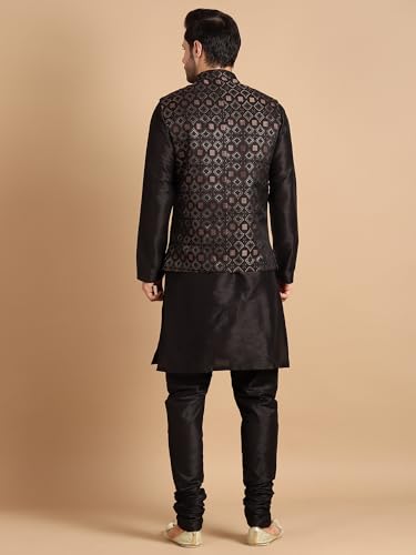 Image of men's Silk Blend Kurta Pejama & Waistcot Set
