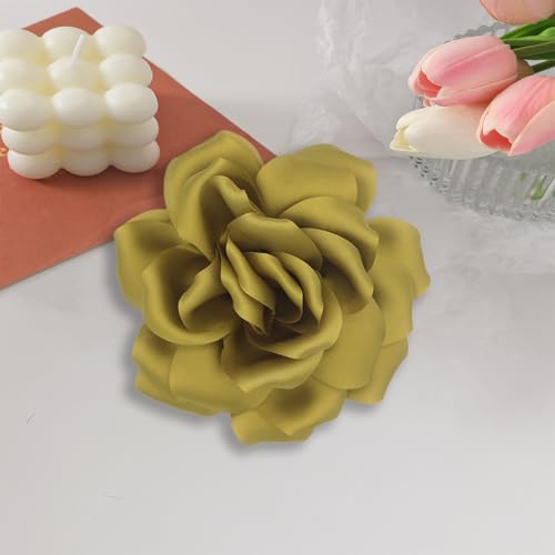 Image of Flower Brooch Pins for Women 5.5in Lapel Pins Large Rose Floral Brooches Dainty Satin Fabric Brooches Rose Flower Hair Clips Wedding Party Dance Clothes Accessories Jewelry
