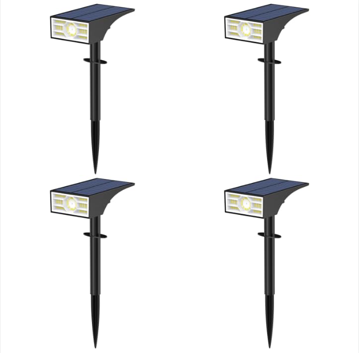 Katipeal Solar Spot Lights Outdoor, 56 LED/4 Pack Outdoor Solar Lights for Yard, 4 Lighting Modes Solar Landscape Spotlights Waterproof, Auto On/Off Solar Powered Lights Garden Pathway (Cool White)