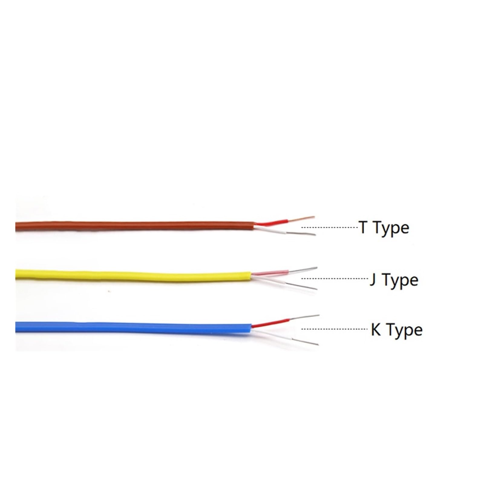 Capteur de température Câble de compensation de ligne de mesure haute température K/T/J Type 2 * 0,3/2 * 0,5 mm 2 conducteurs PTFE isolant blindé fil thermocouple(K Type,100M_0.3MM)
