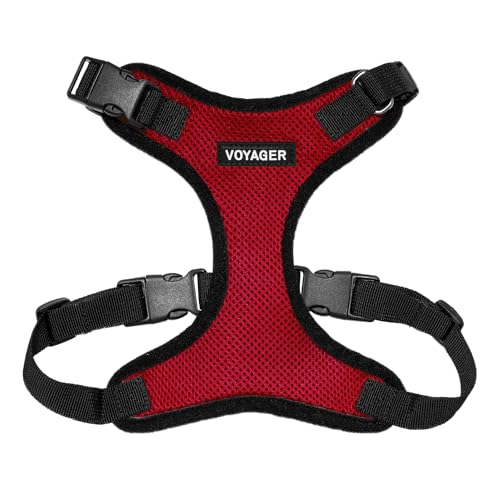 Image of Voyager Step-in Pet Harness - All Weather Mesh, Adjustable Step in Harness for Cats and Dogs by Best Pet Supplies - Red /Black Trim, XL
