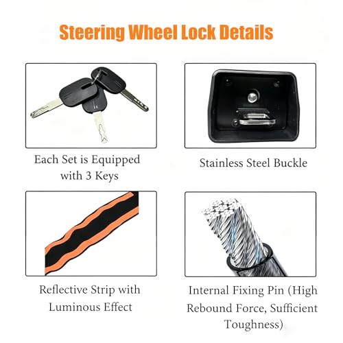 NANAGO Steering Wheel Lock, Heavy Duty Anti-Theft for Car — view 4