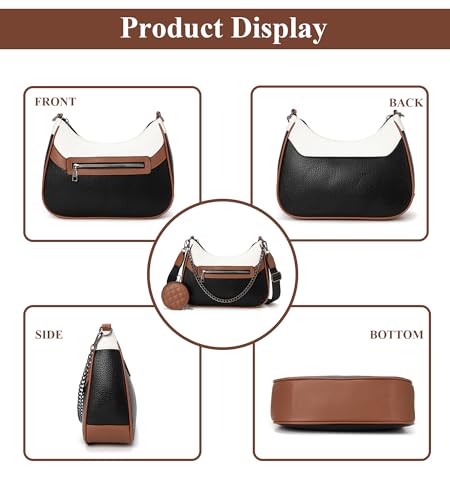 Image of myfriday Women PU Hobo Crossbody Bag, Coin Purse, 2 Straps Shoulder Purse | Anti-scratch PU, center divider, zipper pocket and coin pouch organize cosmetics, wallet and phone for commute or dates