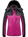 Produktbild GEMYSE Damen Wasserdichte Berg-Skijacke Winddichte Fleece Outdoor-Winterjacke mit Kapuze (Rosenrot Grau,L)