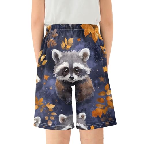 Autumn Cute Raccoon Short Pajama Pants Bottoms Soft Sleepwear with Pockets2