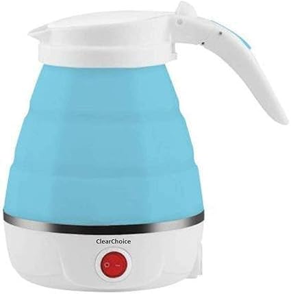 ClearChoice:- STravel Folding Electric Kettle-Fast Boiling-Food Grade Silicone-Voltage 220v/240v 0.6 Liter (1pis)