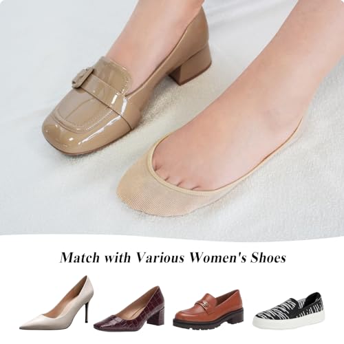 SIXDAYSOX No Show Socks Women for Flats 4 to 8 Pack Non Slip Invisible Ultra Low Cut Socks Shoe Size 5-8/9-112