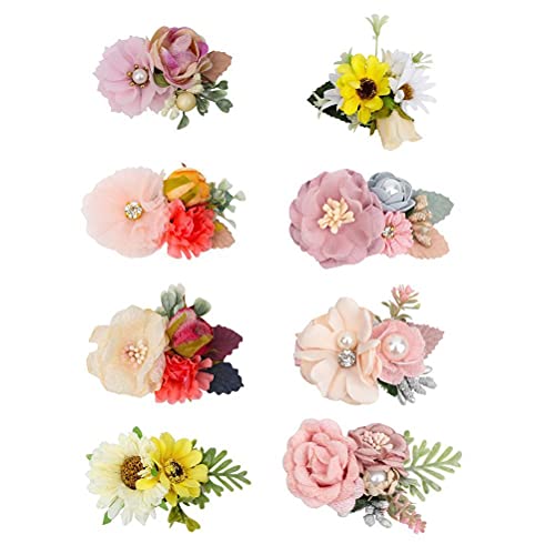 Presilha de flor para meninas, Presilhas de laço floral para meninas, Presilha de cabelo para decora