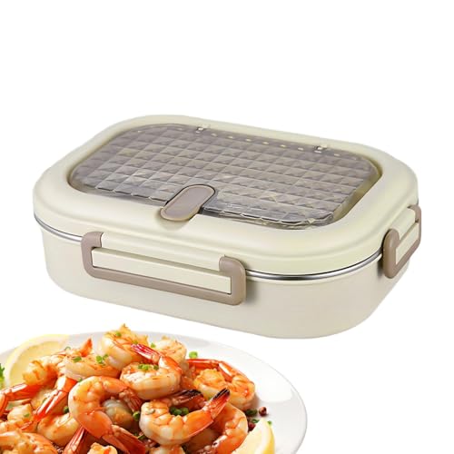 Lonchera de acero inoxidable, contenedor de comida de 27,5 x 20 x 7,5 cm, apto para microondas, juego de cucharas de palillos, caja de almacenamiento a prueba de fugas, contenedor de almuerzo aislado