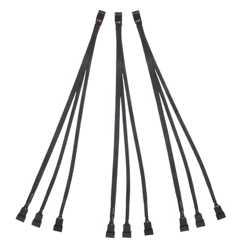 Tofficu Cable Adaptador Divisor de Ventilador Pwm de 4 Contactos 1 a 3, Extensión para Conexión de Ventiladores de Pc, Pack de 3 Unidades, Accesorios para Sistema de Refrigeración