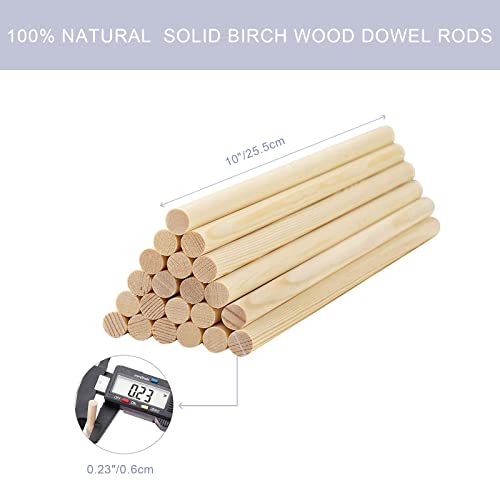 Hossian Wooden Dowel Rods 20Pcs Wood Sticks Wooden Dowels For Crafts-Unfinished Round Hardwood Sticks #TOP1