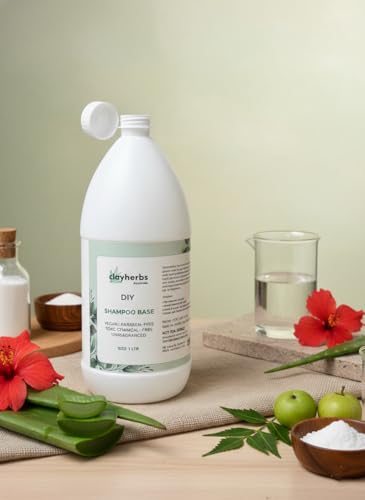 Image of 1 Ltr Herbal Green Shampoo Base - Sulfate & Paraben Free DIY Hair Cleanser - Light Green Botanical Formula with Aloe Vera & Neem Extracts - 1000ml Gentle Liquid Soap Base for All Hair Types