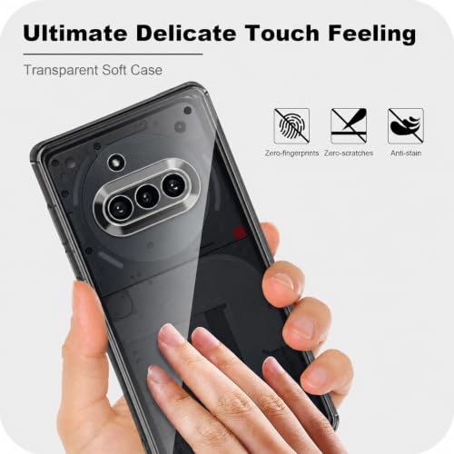 Image of VONZEE Compatible with Nothing 3a Back Cover Case Clear,[ Anti Yellow ][Military Grade Protection] Hard PC Back Cover Transparent-Black