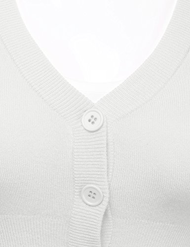 Floria Women Solid Button Down 3/4 Sleeve Cropped Bolero Cardigan Sweater White Xl #TOP3