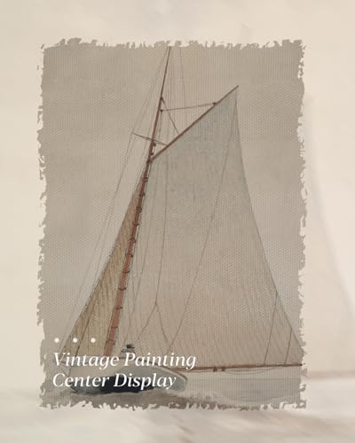 Image of HUARCEY Gold Framed Vintage Wall Art for Living Room, Seaview Painting Prints Shelf Decor for Kitchen, Aesthetic Bedroom Wall Art, Christmas Gifts for Friends or Family (White Sailboat - 12 inchx16 inch)