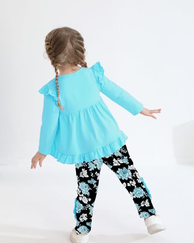 Image of Weebaby Baby Girl Clothes Infant Toddler Girl Clothing Ruffle Shirt High Low Top Floral Allover Pant Little Girls Clothes