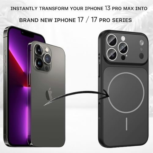 Image of SHINESTAR Converter Case for iPhone 13 Pro Max | Premium Protective Mag-Safe Cover | iPhone 17 Pro / 17 Pro Max Series Style Design | in-Built Camera Guard | Wireless Charging Compatible - Black