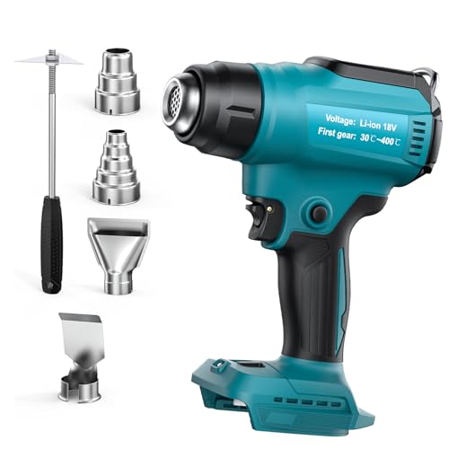 Cordless Heat Gun for makita 18V Battery (No Battery) Hot Air Gun with 4 Nozzles Battery Heat Gun for Welding Bending Pipes Colour Removal