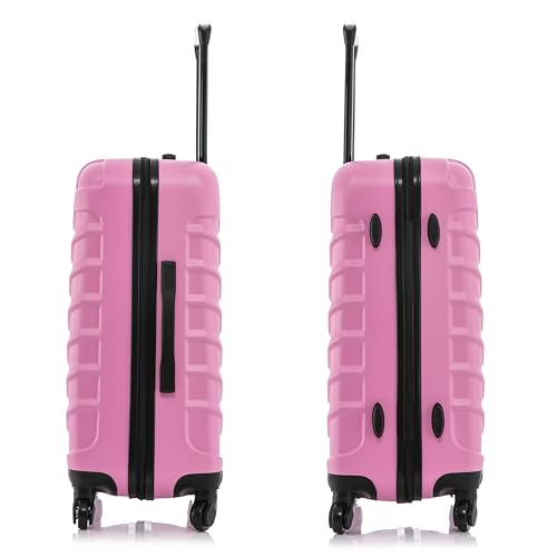 Image of InUSA ENDURANCE Luggage with Spinner Wheels | Durable Lightweight Hardside Suitcase, Spacious Travel Bag with Handle and Trolley | 24-Inch Medium Checked Luggage | Pink