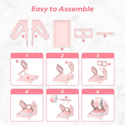 Ponnor Label Holder Thermal Label Holder For Rolls And Fanfold Labels Shipping Label Stand Desktop Printer Diy Accessory Supplies For Home, Office (Pink) #TOP6