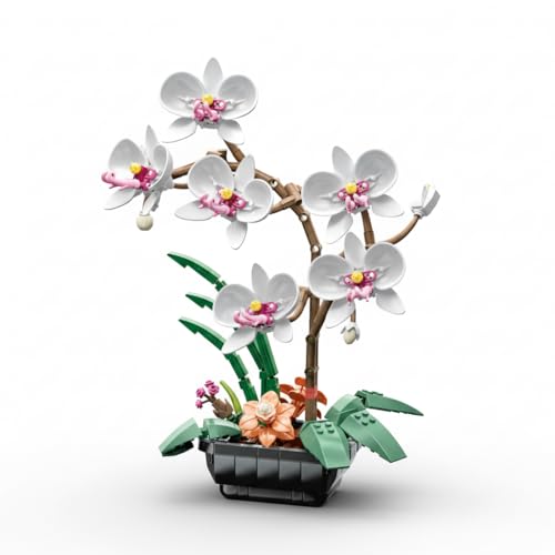 WISEPLAY White Orchid Building Block Flower Set for Adults – 581 PCS Botanical Collection Model Kit, Elegant for Women, Creative Adult Craft Set