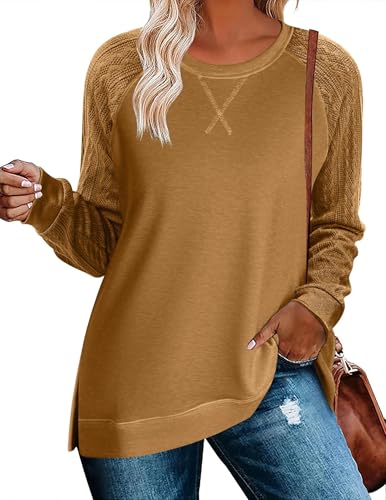 Zeagoo Womens Long Sleeve Shirts Lightweight Cable Knit Sleeve Shirts Trendy Fall Tunic Tops2