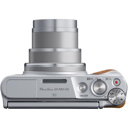 Image of Canon PowerShot SX740 HS Digital Camera (Silver) - 20.3MP, 40x Optical Zoom, 4K UHD Video, Wi-Fi & Bluetooth, Compact Travel Point & Shoot (2956C001) + Shoulder Bag + 64GB Memory Card