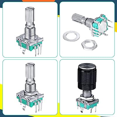 Konohan 10 Pcs 360 Degree Rotary Encoder Code Switch Digital Potentiometer with Push Button 5 Pins Handle Length 20mm and Knob Cap Compatible with Arduino EC11