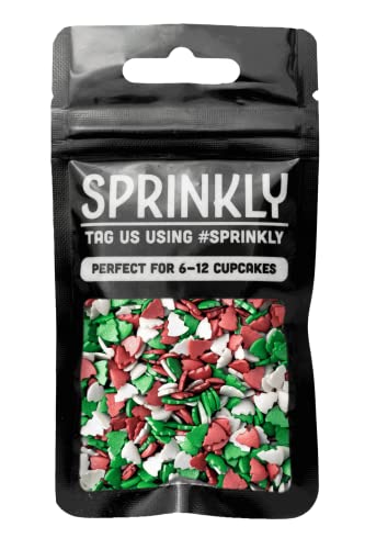 SPRINKLY - Sprinkle Shapes - Red White & Green Christmas Trees - 25g