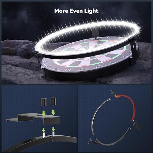 STASUN 360° Dartboard Ring Light, Dimmable Magnetic LED Dart Board Lighting System, 12W 6500K White Light for Shadow-Free Visibility in Home Bars, Game Rooms & Dartboards - image 7