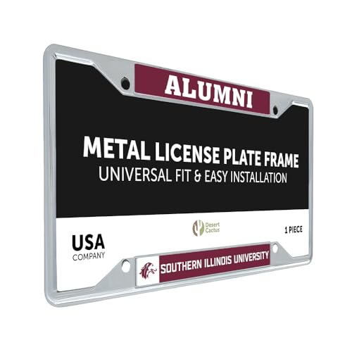 Desert Cactus Southern Illinois University Car Accessories Salukis Metal License Plate Frame and Tag Holder for Front or Rear of Car (Alumni)
