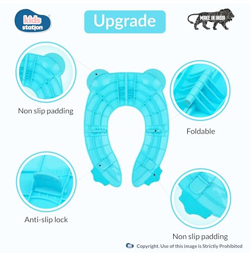 Image of Kids Station Foldable & Portable Baby Potty Training Seats-Suitable for potty training of Boys-Potty Training Seat for 1+ Year child-Travel Friendly, Easy to Carry (Blue, Foldable Potty Seat)