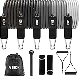 VEICK Resistance Bands Widerstandsbänder Set 5 Fitnessbänder Expander Tube Rubber Bands, Fitnessband mit Tragtasche, Pilates Krafttraining Physiotherapie